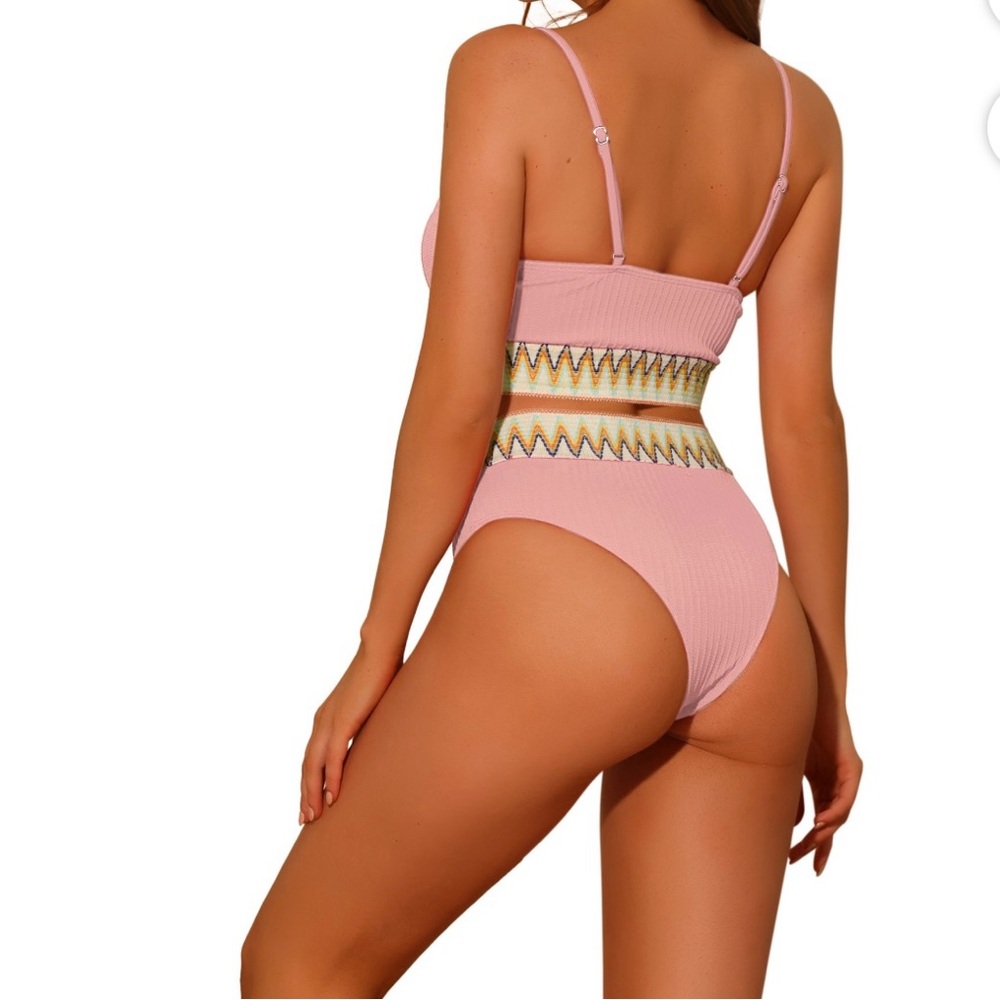 Elerevyo Women's Ribbed High Waist Bikini Swimsuit - Picture 2 of 11